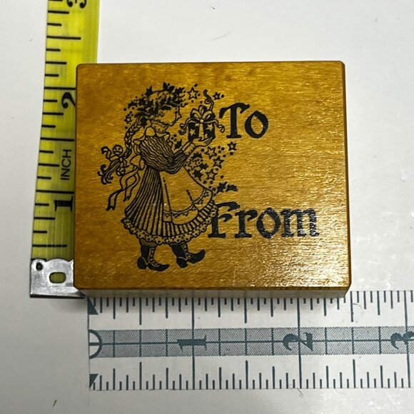 Rubber Stamp PSX F-834 VICTORIAN GIRL TO/FROM Gift Tag Holiday Christmas - Picture 4 of 4